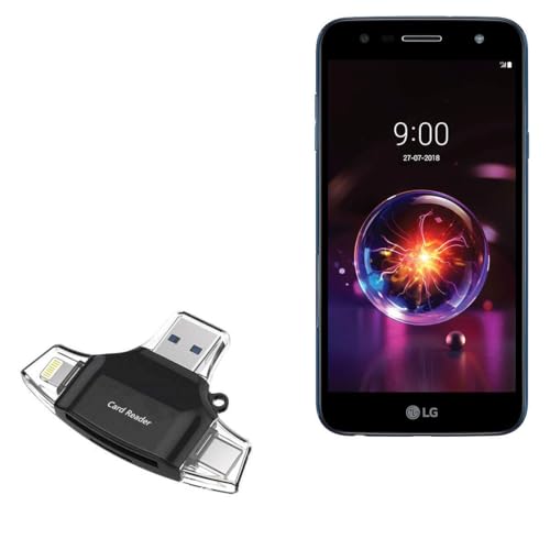 BoxWave Smart Gadget Compatible with LG X Power 3 - AllReader SD Card Reader, microSD Card Reader SD Compact USB - Jet Black