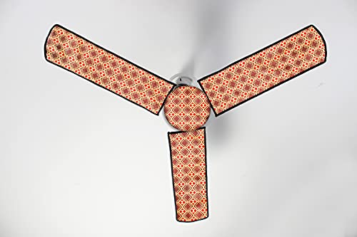 Image of Stylista Waterproof & Dustproof Three Blade Ceiling Fan Cover with attachable Enclosure Set of 4 Fan Covers Surface Pattern Brown