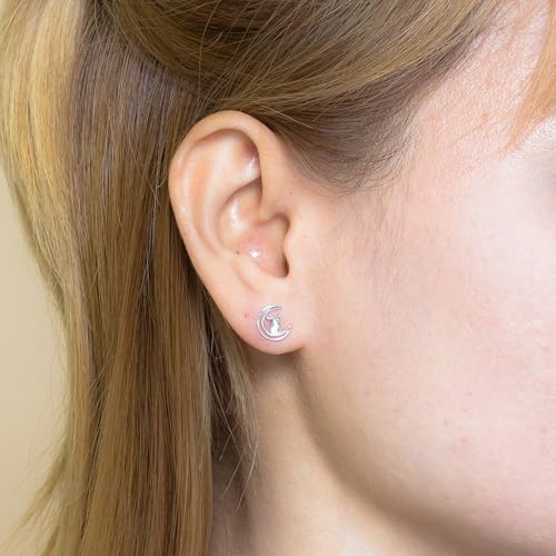 Boma Jewelry Sterling Silver Rabbit in the Moon Stud Earrings2