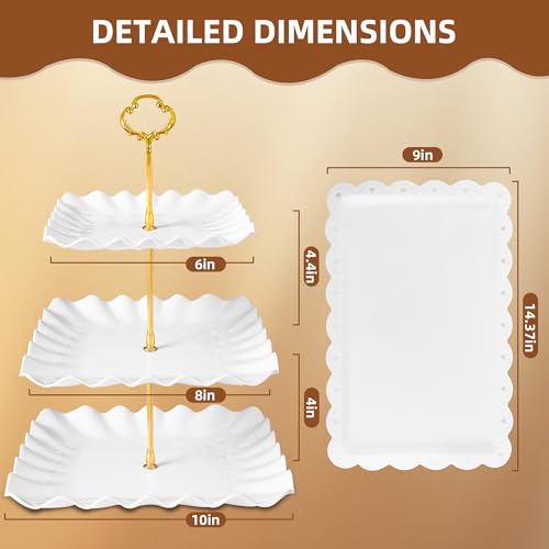 DIDROOM Pack of 10 Dessert Table Display Set, 3 Two-Tier & 3 Three-Tier Cupcake Stands, 4 Trays, Perfect for Birthday Baby Bridal Shower Party - Dessert Table Display Set - Image 4