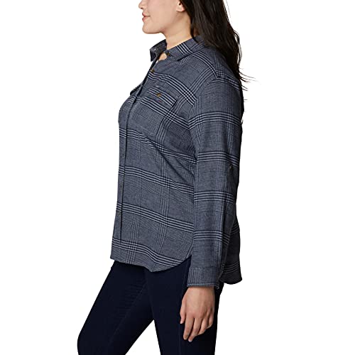 Columbia Women's Pine Street Stretch Flannel, Tradewinds Grey Glen Plaid, Medium #TOP7