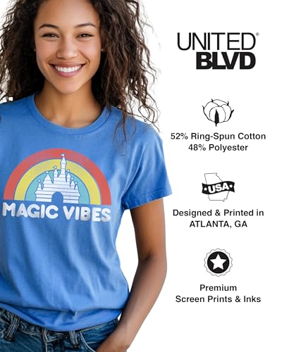 Magic Vibes Magical Castle Unisex T-Shirt|Magic Kingdom Vacation Short Sleeve Tee| Casual Wear (Heather Blue)3