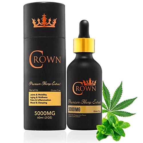 Crown Premium Pure Hemp Seed Oil - 1 Bottle, 5000mg, Peppermint Flavor