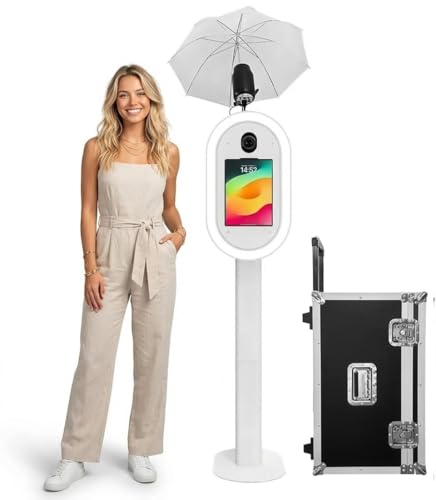 DSLR & iPad Photo Booth for Events & Rentals RGB Ring Light Umbrella Remote & Flight Case Compatible with Snappic LumaBooth & Touchpix 10.213 iPad (White for 13)