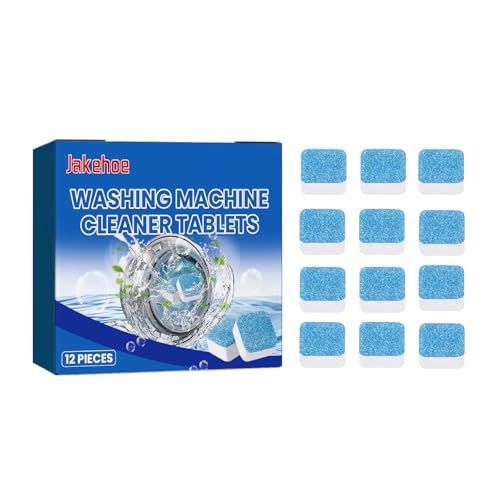 JAKEHOE Washing Machine Cleaner, Washing Machine Cleaner Descaler 12Pack,Deep Clean and Descaling for HE Front and Top Loaders Washer - High-Efficiency Tablets for a Fresh, Spotless Laundry