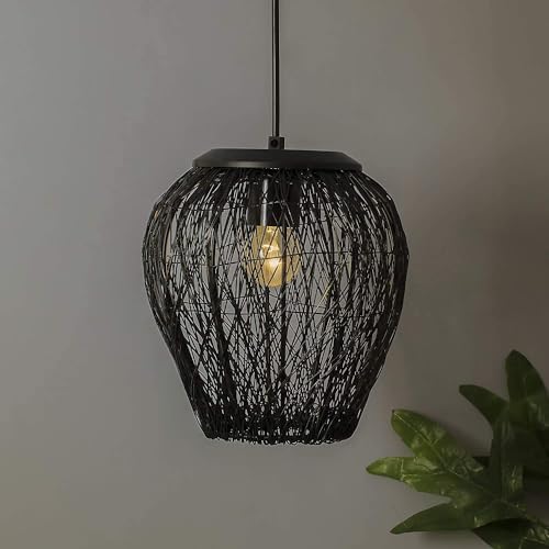 Image of Lexton Wire Mesh Hanging Ceiling Pendant Lamp Light Fixture | Bedroom, Restaurant, Indoor Or Home Decoration (Corded Electric, Black, Pack of 1, Bulb Not Included)
