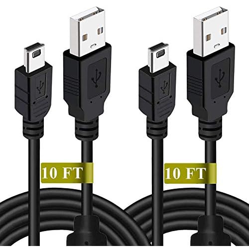 Drimoor 2 Pack 10ft PS3 Controller Charger Cable - Fast Mini USB Data Charging Cord for PS Move PlayStation 3 Wireless Controller, TI84 Plus CE, Digital Camera