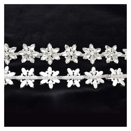 Chaîne de strass en cristal argenté de 10 yards pour couture de robe - 7