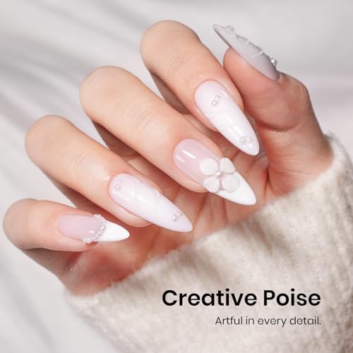 Image of Beetles White Gel Nail Polish - 15ml Full Size White Color French UV Nail Polish Soak Off Nails Art Manicure Salon DIY French Nails Design Home Snowdrop Colorful Bottle Gel