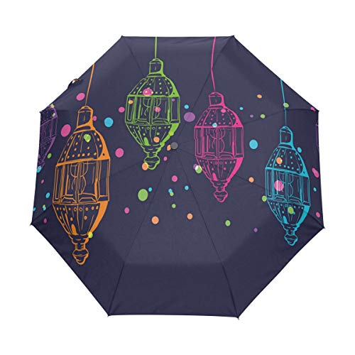 Preisvergleich Produktbild SUHETI Regenschirm TaschenschirmLaternenkerzen im NachtdruckAuf Zu Automatikwindsicherstabil