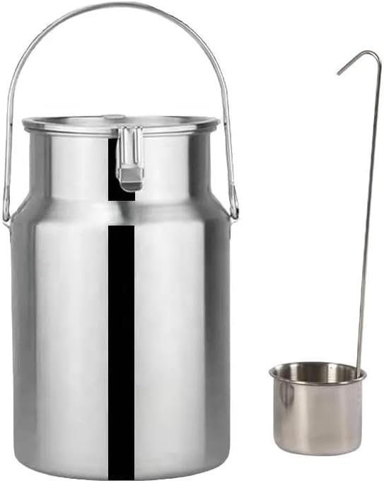 Milk Wine Bucket 304 Stainless Steel Milk Can with Sealed Lid and Single Handle for Solid Liquid Storage Container Milk Transport Bucket Wine Pail Milk Canister Tote Jug Barrel (10L)