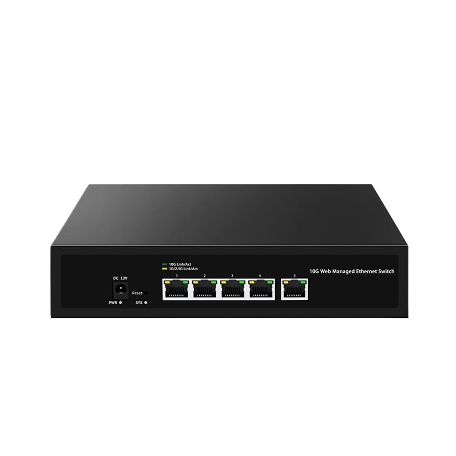 Commutateur réseau 10 G 5 ports géré par le Web 10 000 Mbps Smart Managed Home Lab Ethernet Switch LACP/VLAN/DHCP Client (US Adapter)