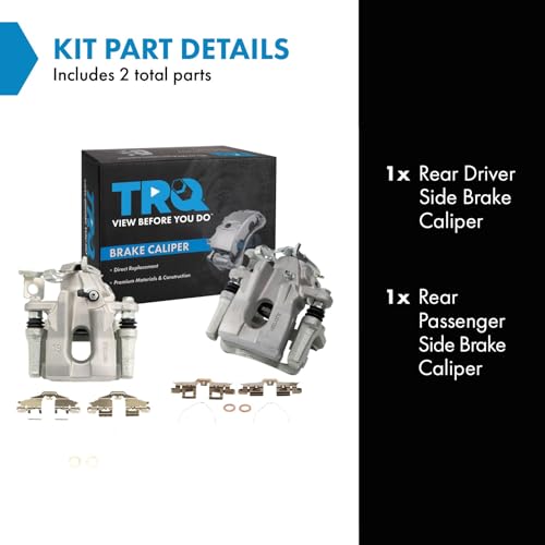 Image of TRQ Rear Driver and Passenger Side Brake Caliper Set Caliper Brackets Hardware Compatible with 08-15 Scion xB
