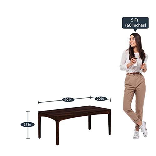 Image of DRIFTINGWOOD Sheesham Wood Rectangle Liana Center Coffee Table for Living Room | Solid Wood Sofa Centre Table Without Storage for Home & Office | Brown Finish