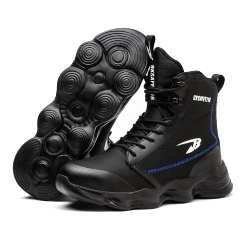 USOR Safety Boots Steel Toe Cap Safety Shoe for Men Women Resistant Lightweight Work Sneakers Comfortable Puncture Resistant Work Boots for Industrial Construction Black48