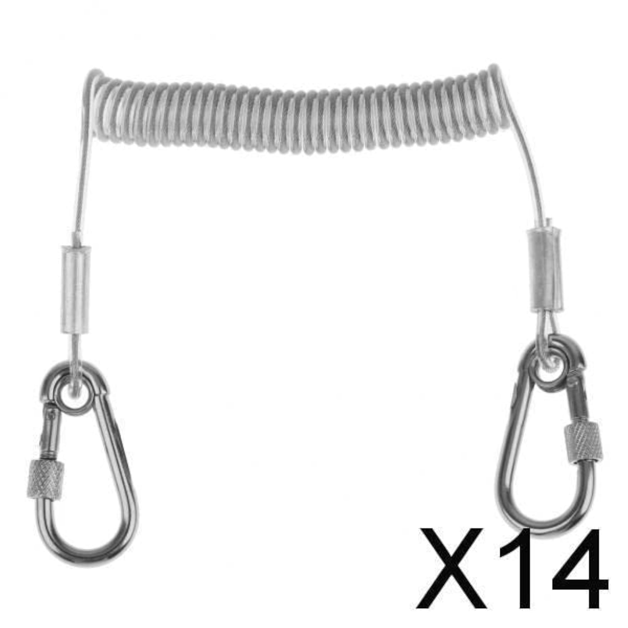 Retractable Steel Wire Coiled Lanyard Safety Rope with Lock Carabiner