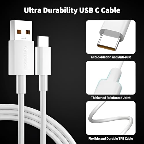 Image of XYKOS Realme 100W Supervooc Usb Type C Charging Data Cable For Realme 12 Pro Plus /11 Pro Plus /11 /10 /9 Pro /Narzo 70 /60 Pro /60 /50 /50 Pro /30,Support 65W Superdart And 33W Dart Quick Charge,White