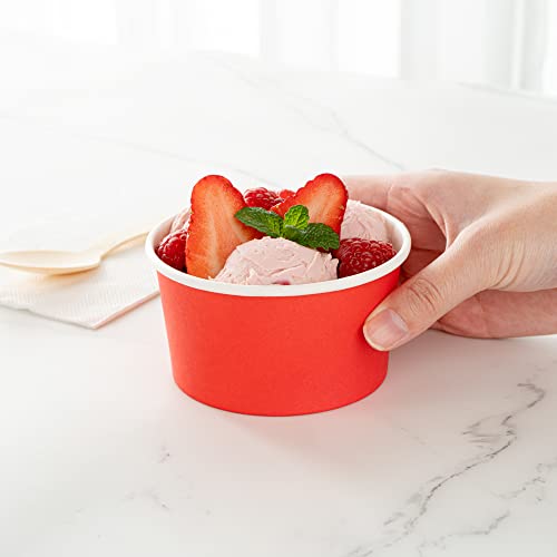 Image of Coppetta 8-Ounce Dessert Cups, 50 Disposable Ice Cream Cups - Lids Sold Separately, Sturdy, Red Paper Frozen Yogurt Bowls, For Hot And Cold Foods, Perfect For Gelato Or Mousse - Restaurantware