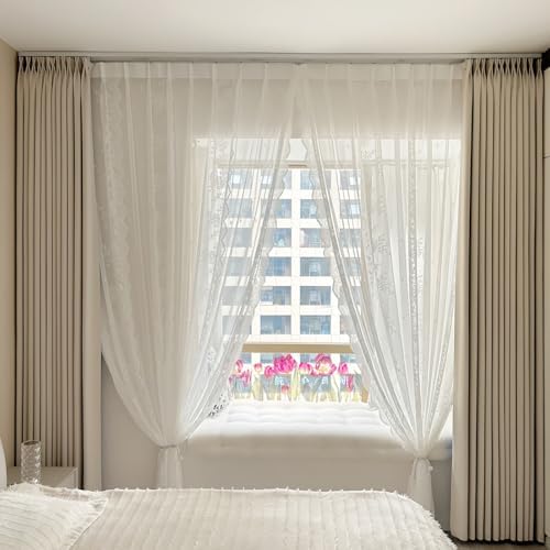 Ceiling Mounted Double Curtain Track System | Adjustable 1.5m/4.92FT Aluminum Curtain Rails for Drapes & Room Dividers | Easy Install Black Curtain Rods for Home Decor