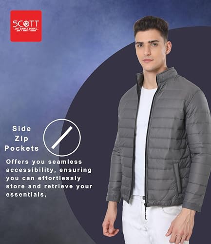 Image of Scott International Winter Jacket for Men Bomber Jacket Mens Nylon Quilted standard length Puffer Jacket Full Sleeve Mens Jacket Monsoon Jackets for Men