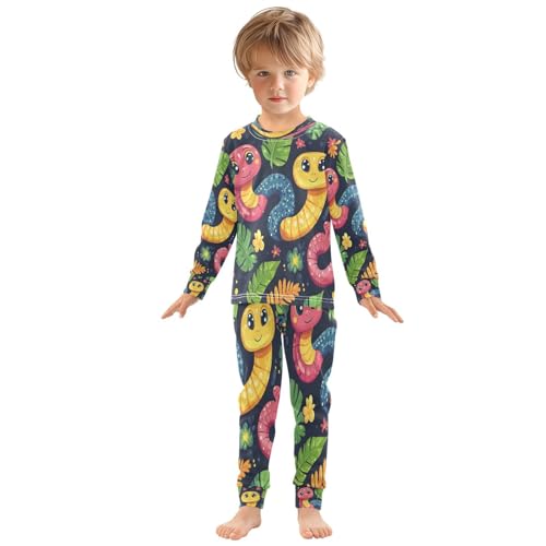 Pajama Sets Long Sleeve Cartoon Cute Snake Pattern Soft Comfy Sleepwear 2 Piece PJS 3-8T2