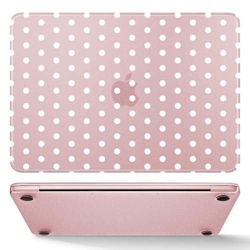 May Chen for MacBook Neo Case 13 inch 2026 | 100% Match Official Color | Pattern Printing, Anti-Crack & Scratch & Fingerprint | Protective Hard Shell Cases Laptop Model A3404, Blush - White Polka dot