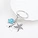 SaiDian 1 Pcs Ocean Keychain Fashion Creative Silver Key Ring Turtle Starfish Pendant Metal Keychain Gift for Beach Lover