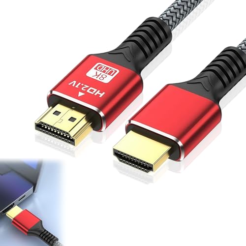 Kabel 1,5m 48Gbps Kompatibel mit HDMI 2.1, Highspeed 8K@60Hz 4K@120Hz Ultra HD Kabel, kompatibel mit Soundbar, HDTV, Monitor und Spielekonsolen