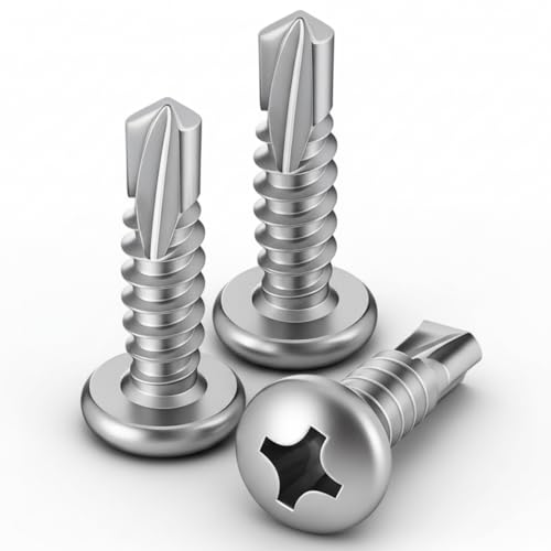 300 Pcs #10 x 3/4" Stainless Steel Pan Head Self Tapping Drilling Screws Metal Self Tapping Screws 410 Sheet Dovetail for Furniture Assembly, Manufacturing, Construction and Other Industries