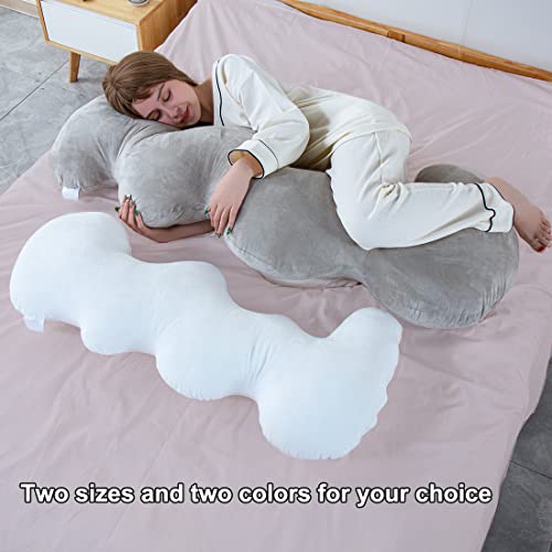 Amcaton 39 Inch 3D Cloud Shaped Full Body Pillow, Large Bed Sleeping Pillow For Adults, Long Pillow For Side Sleeper With Velvet Cover (Gray) #TOP4