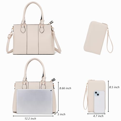 Image of Qiyuer Purses and Wallet Set for Women Satchel Handbag Tote Bag | 3 Zippered Compartments,Pebble PU leather,Multi-slot design,Everyday commuting