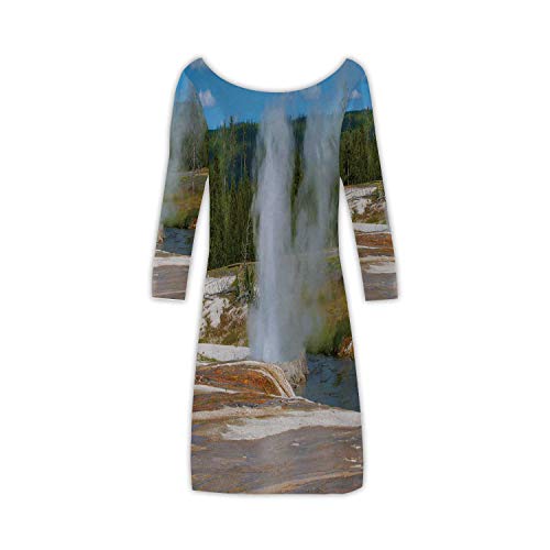Cliff Geyser During Eruption,Woman Fashion Apparel Evening Dress Black d Basin Yellowstone National