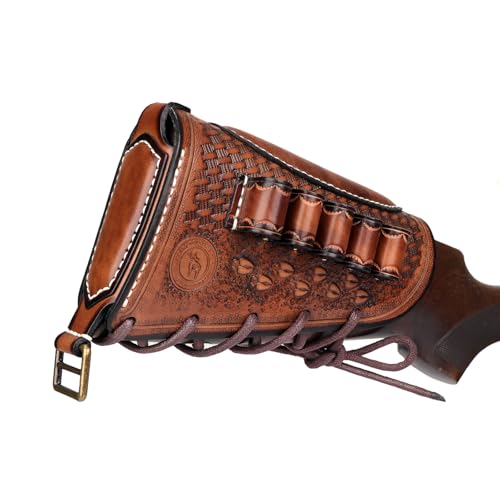 TOURBON Vintage Leather No Drill Cheek Rest Buttstock Protective Pouch
