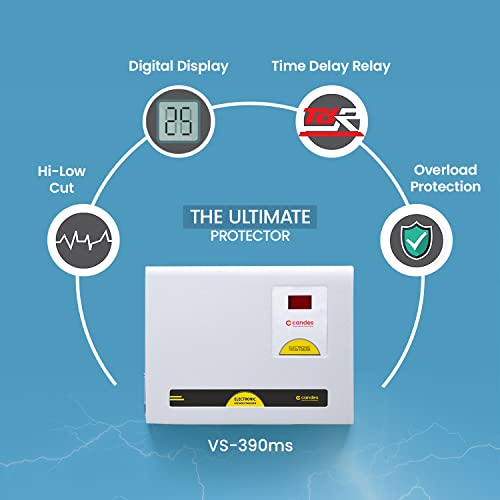 Image of Candes Crystal 3kVA for 1 Ton AC -90V to 290V Voltage Stabilizer with Wide Working Range Best for Inverter AC, Split AC or Windows AC Upto 1 Ton (Grey) 3 Years Warranty