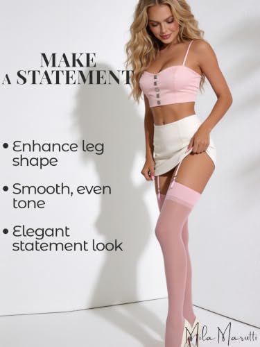Image of Mila Marutti Sheer Thigh High Stockings for Garter Belts | 20 Denier Lingerie Stockings | Garter Set Nylons Multiple Colors
