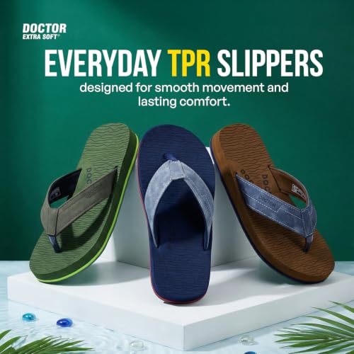 Image of DOCTOR EXTRA SOFT Men's Comfortable Tpr Slippers With Cushion Footbed For Adult|Orthopedic & Light Weight|Stylish & Anti-Skid|Waterproof Everyday Casual Durable Dr. Home Flip Flops Gents & Boys D-37