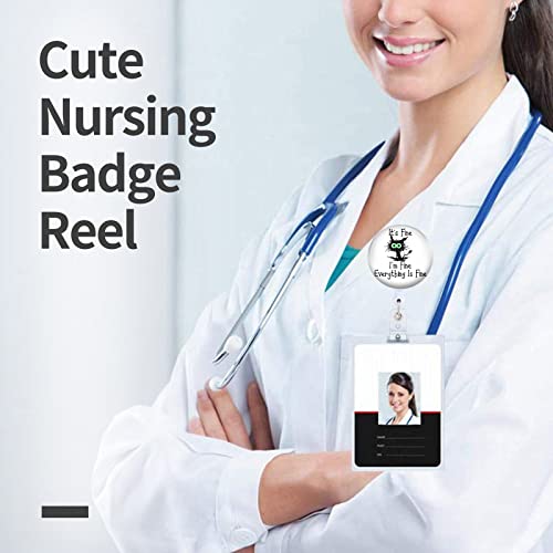 Badge Reels Holder Retractable With Id Clip For Nurse Name Tag Card Fun It's Fine I'm Fine Everything Is Fine Nursing Doctor Teacher Student Medical Work Office Alligator Clip Zjk471 #TOP4
