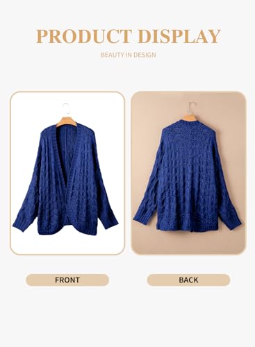 Image of Eytino Womens Plus Size Crochet Cardigan Sweater Long Sleeve Hollow Out Open Front Cardigans Outwear(1X-5X)