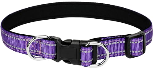Collar para perro pequeño de poliéster suave ajustable morado