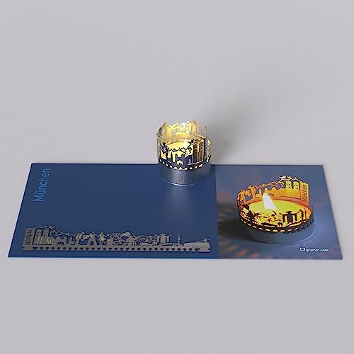 München Skyline Schattenspiel - Faszinierendes Kerzenlicht mit Silhouettenprojektion - Perfektes Souvenir & Geschenk für München-Fans