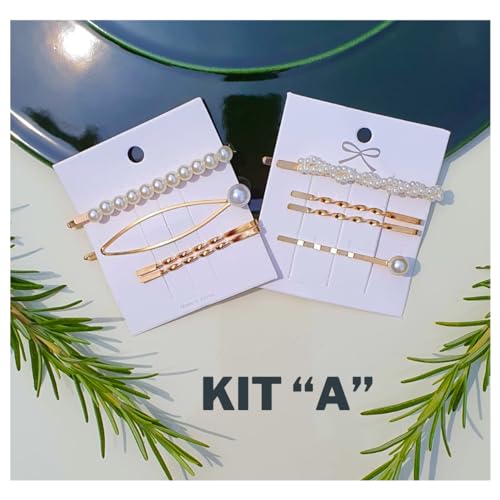 6 Grampo De Cabelo Pérola Metal Dourado Penteado Festa Casamento Luxo Elegante Presilha Enfeite Aces