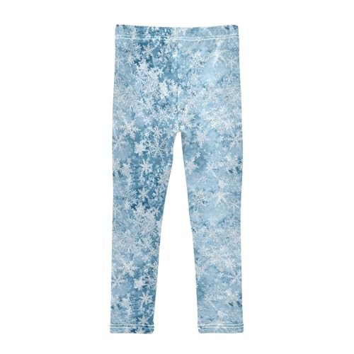 Winter Snowflake Blue Girls Casual Leggings for Kids Printed Long Pant Bottoms Stretch and Soft2