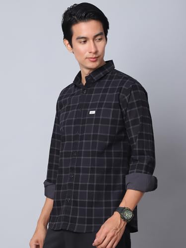 Image of Majestic Man Comfort Cotton Slim Fit Checked Casual Shirt for Men
