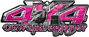 Reflective Cowgirl Barrel Racing Edition 4x4 Pickup Truck Quad or SUV Sticker Set/Decal Kit in Pink Diamond Plate