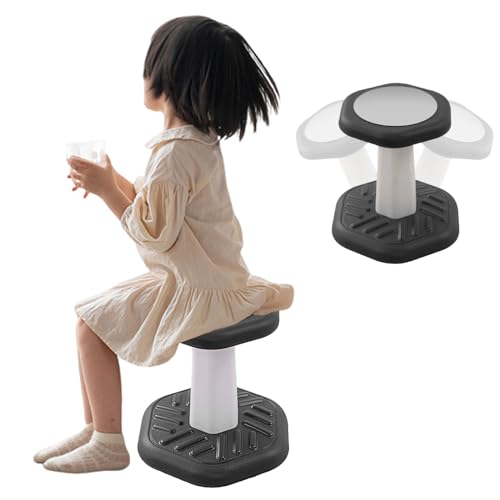 Image of Kid's Wobble Stool, Flexible Classroom Seating for Toddler Ages 3-8, Active Chairs Preschool Desk Chair for Classroom, Balance Sensory Wiggle Chair, Anti-Slip Base, 14 inch High, Tool-Free Assembly,Black