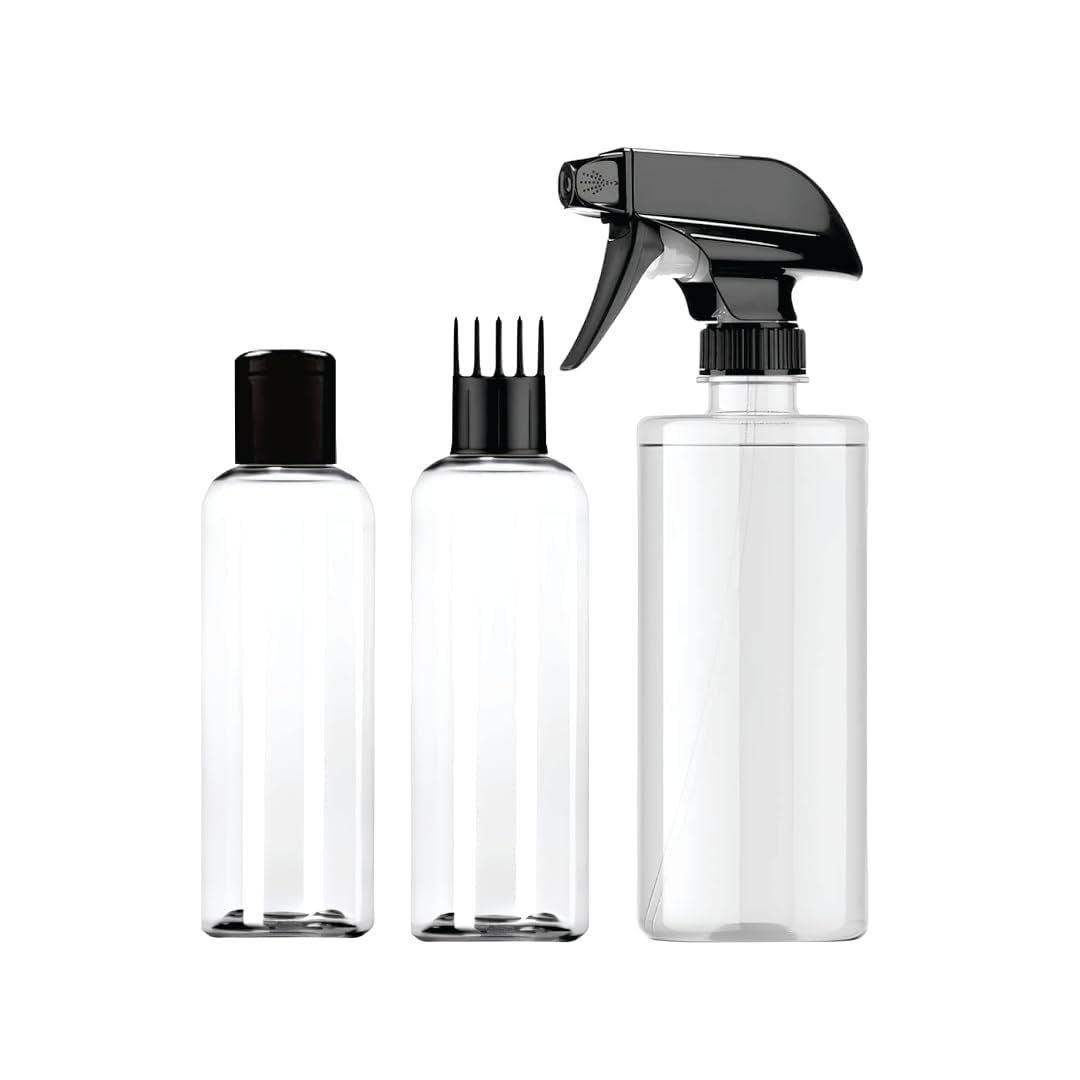 joyus Refillable Plastic Bottle Set with Flip Cap, Applicator Comb & Trigger Spray | Multipurpose Empty Bottles for Hair Oil Shampoo Cleaner Sanitizer | Leakproof | Pack of 3-picture-16