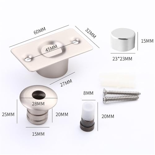 Butée de porte magnétique invisible en acier inoxydable argenté pour bureau - 5