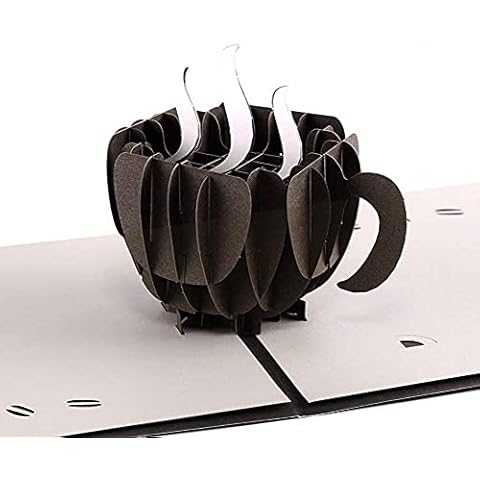 Paper Spiritz Coffee Cup 3D Pop up Birthday Card Wedding Graduation Anniversary - Laser Cut Pop up Valentine's Day Card Love All Occasion - Handmade Greeting Card for Kids Baby Cover