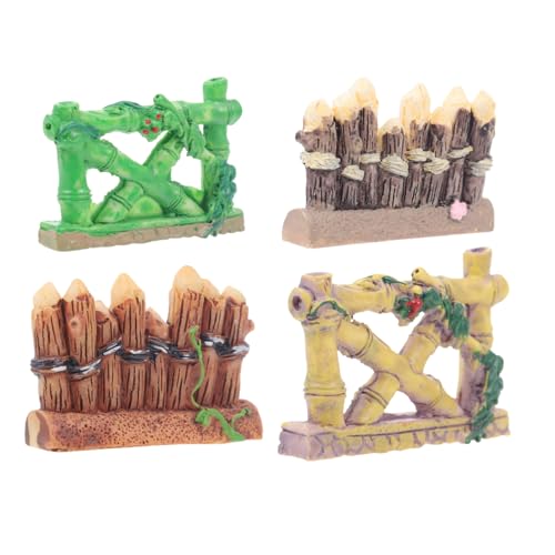 BESPORTBLE 4piezas Valla De Bambú De Resina Adornos para Cercas De Micro Paisajes Mini Cercas De Resina para Decoración De Jardines De Hadas