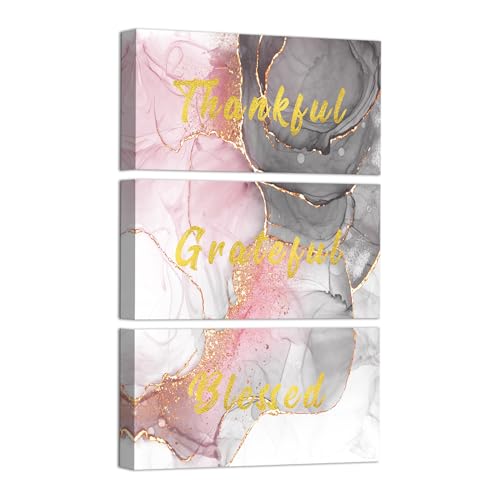 iKNOW FOTO 3-Piece Inspirational Wall Art Set - 6x12'' Pink, Grey...